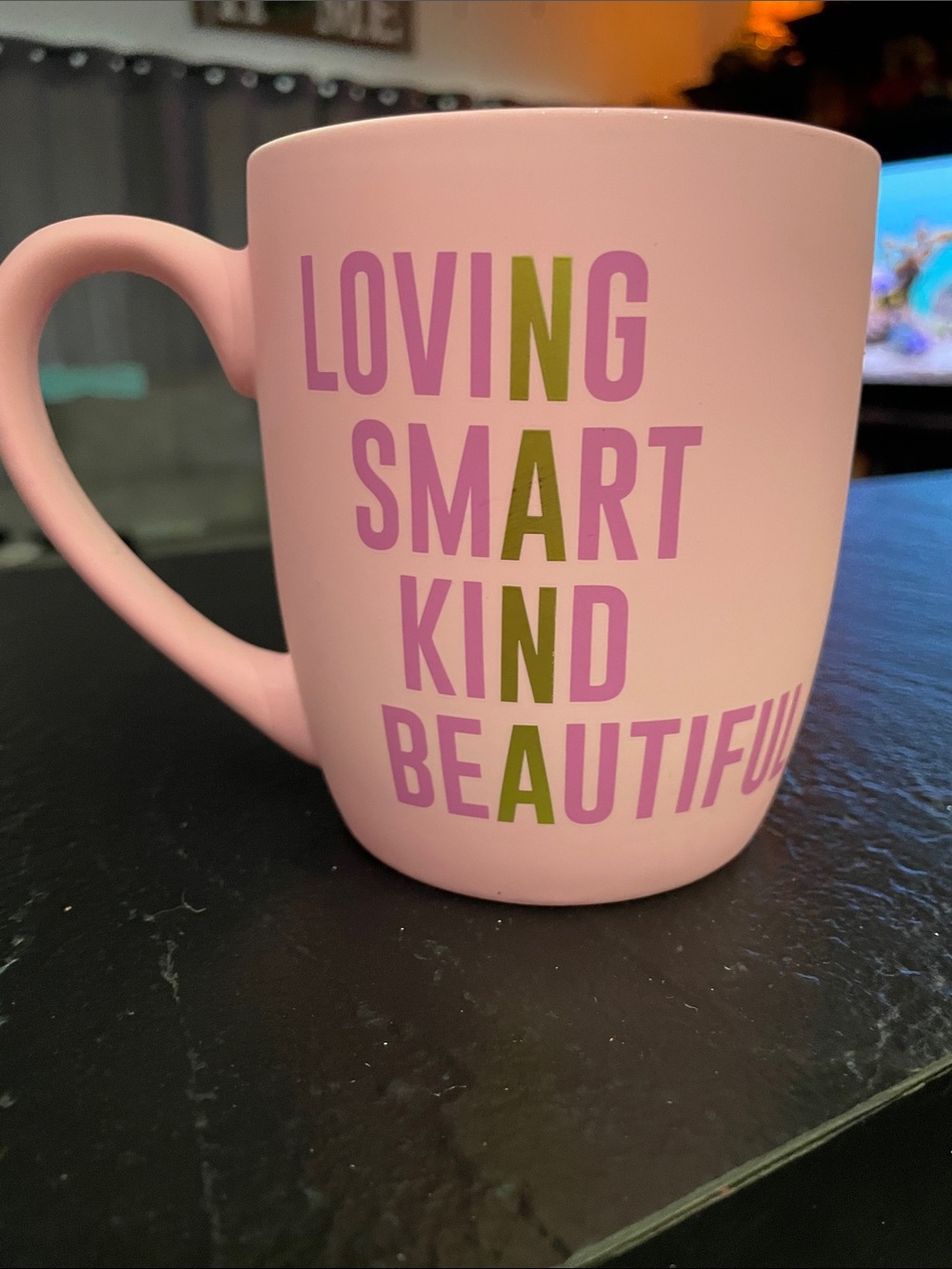 Pink Inspirational Ceramic Mug - Loving Smart Kind Beautiful NANA